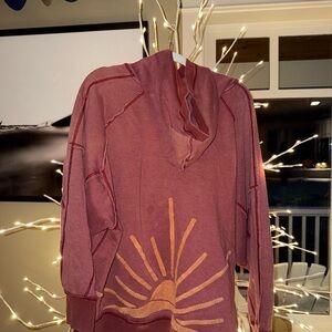FP Movement by Free People Pink Hoodie with Sunburst Design